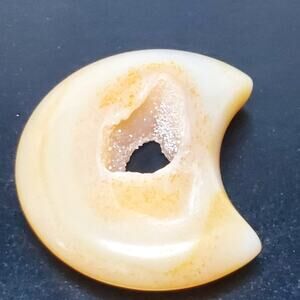 Orange Brazilian Agate Crescent Moon Druzy Portal Crystal Celestial 2.5"
